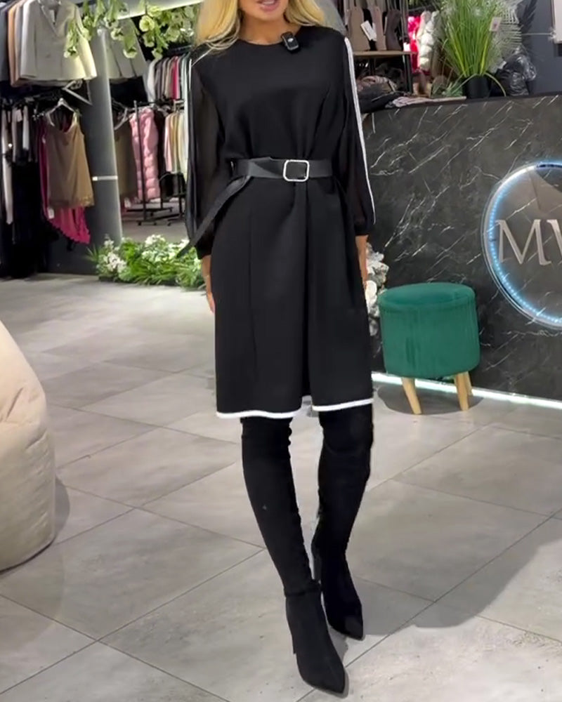 Robe Couleur Contraste Amincissant Droit