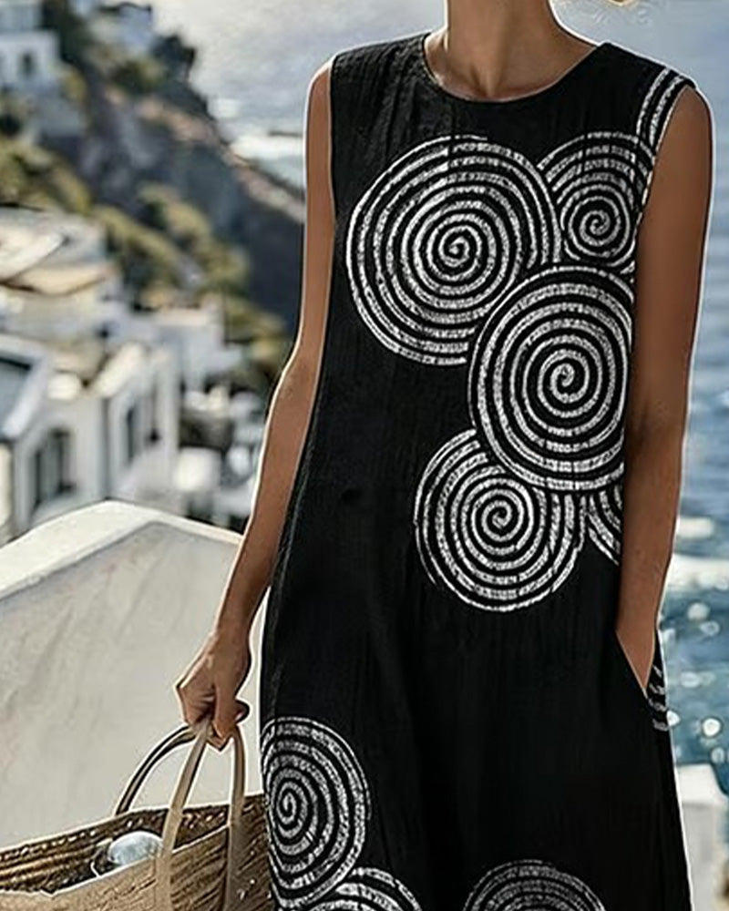 Robe Sans Manches Cercle Imprimé