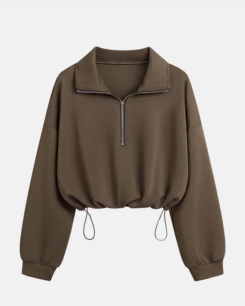 Sweatshirts Fermeture Éclair Taille Manche Longue