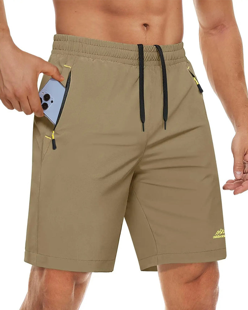 Short Taille Élastique Cordon Fermeture Éclair Sport