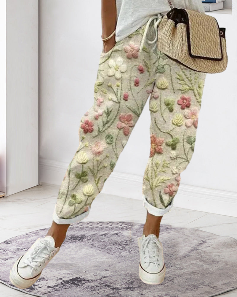 Pantalon avec poches et imprimé