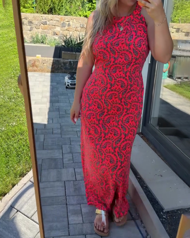 Robe Halter Sans Manches Ajustée