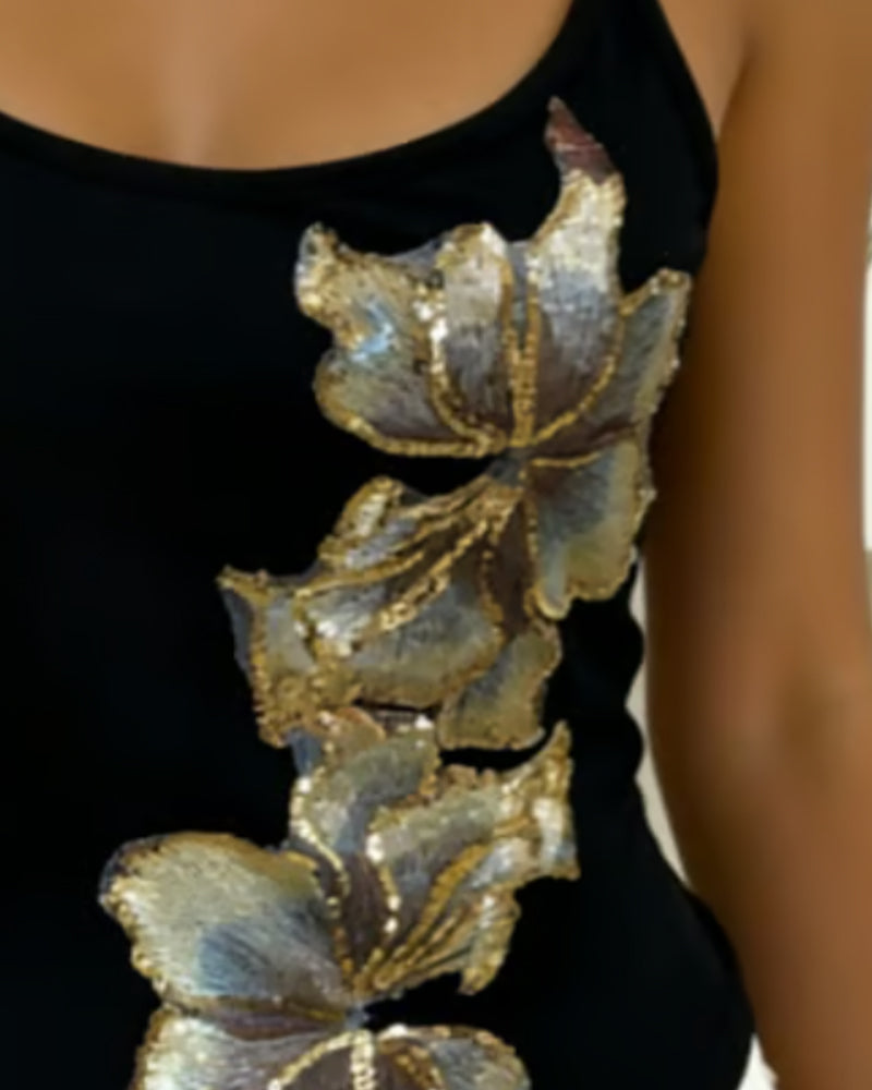 Cami Top Bretelles Grand Imprimé Floral