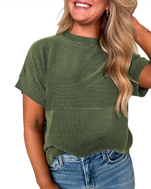 T-Shirt Rayé Manche Courte Encolure Ronde