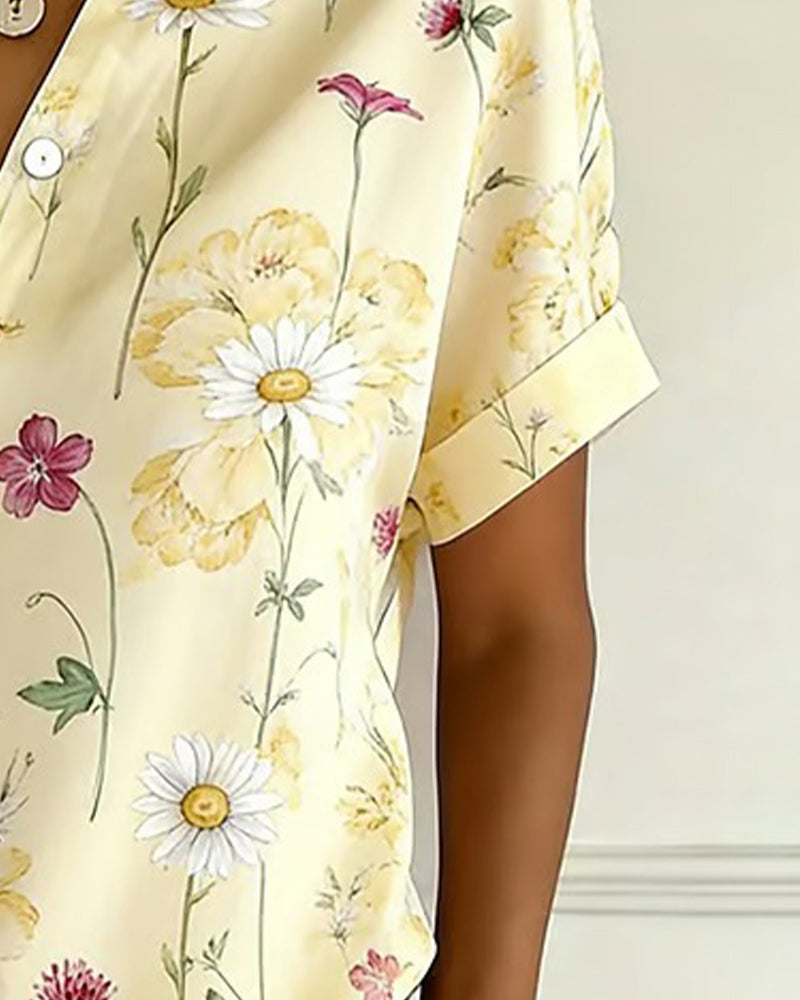 Chemise Frais Imprimé Fleuri