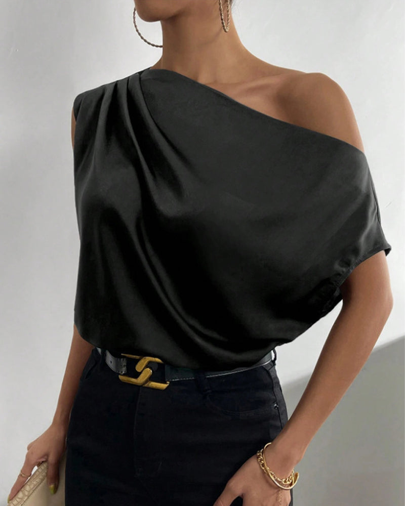 Blouse Unie Hors Épaule Sans Manches