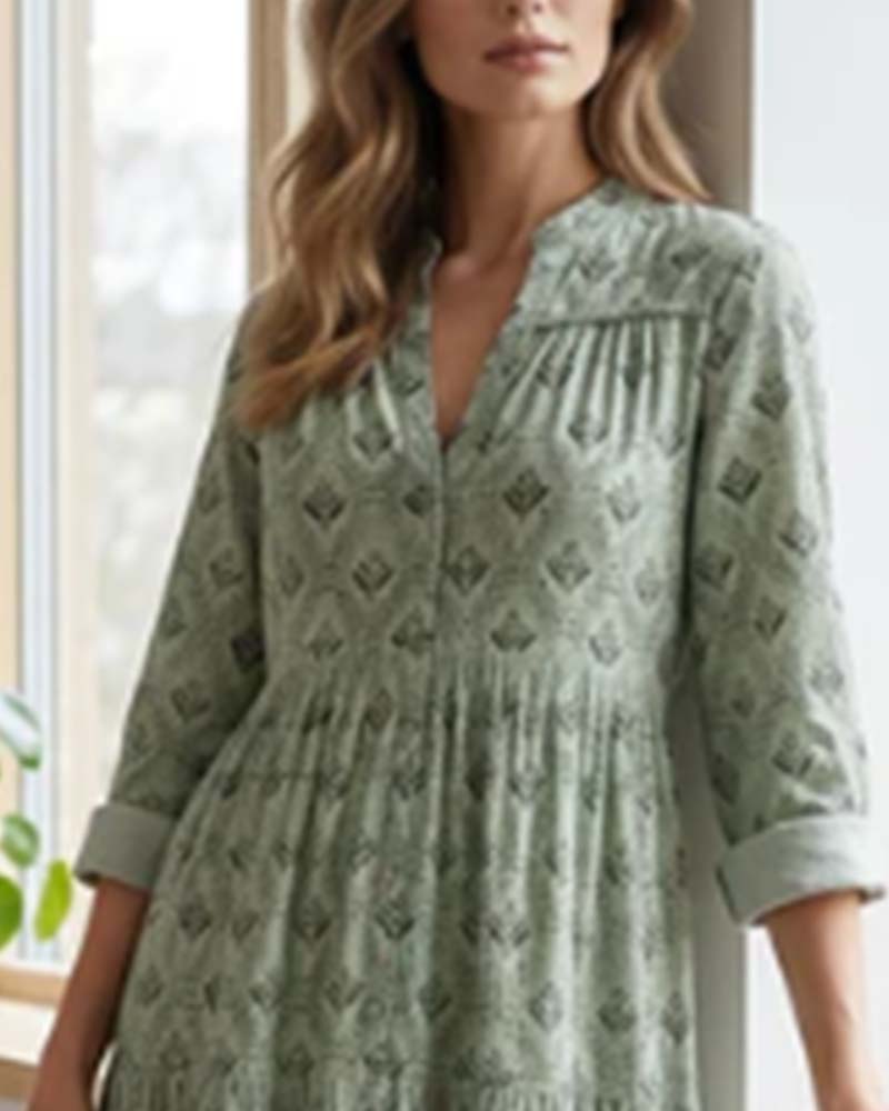 Robe Vintage Col En V Fleurie