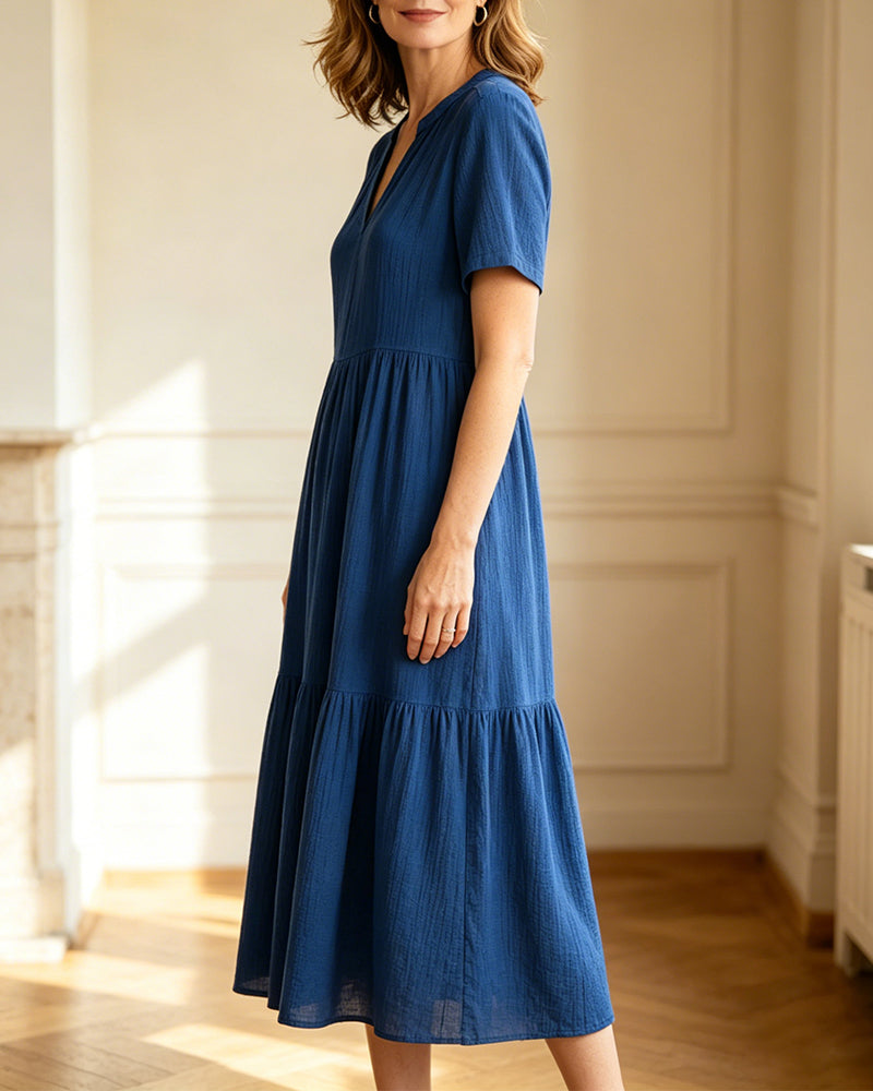 Robe Décontractée Uni Manches Courtes