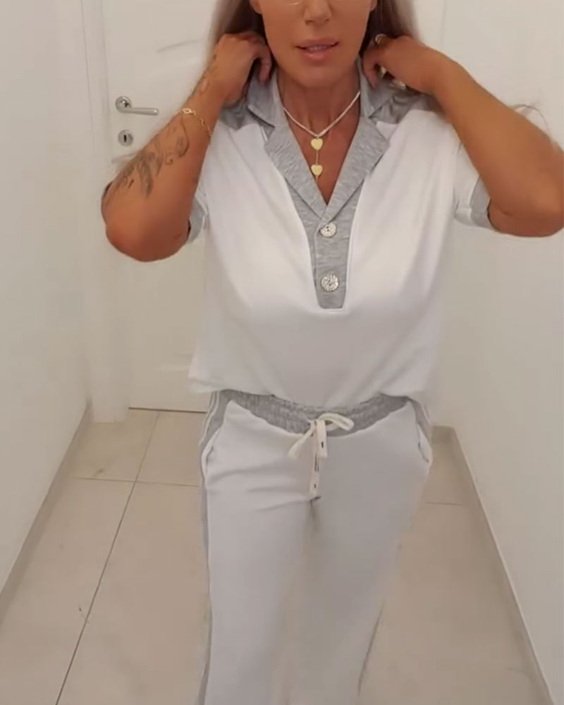 Set Bloc De Couleur Camp Col Décontracté