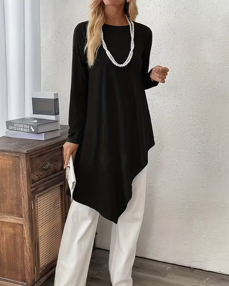Haut Asymétrique Mi-Long Uni