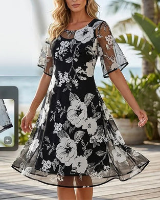Robe Col Rond Floral