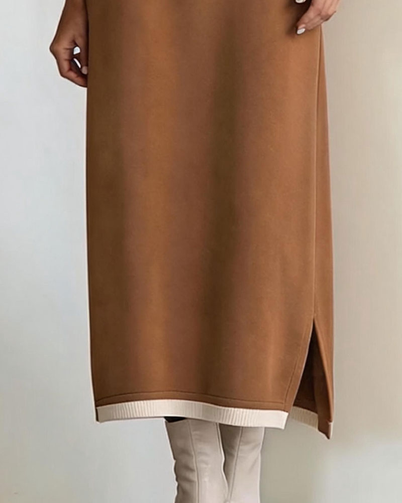 Robe Demi-Fermeture Éclair Col Montant Sweatshirt
