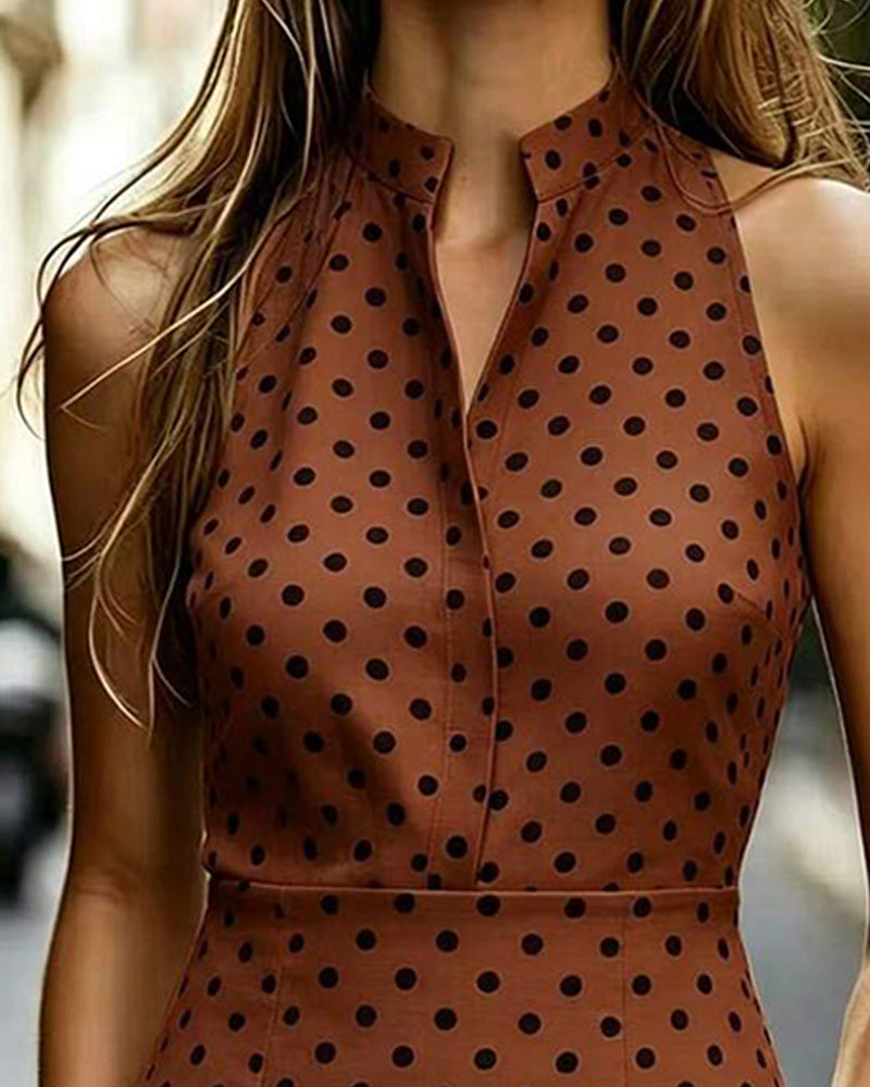 Robe Sans Manches Polka Dot Vintage