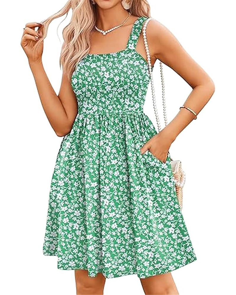 Robe Taille Haute Coupe Évasée (A-Line) Et Encolure Carrée