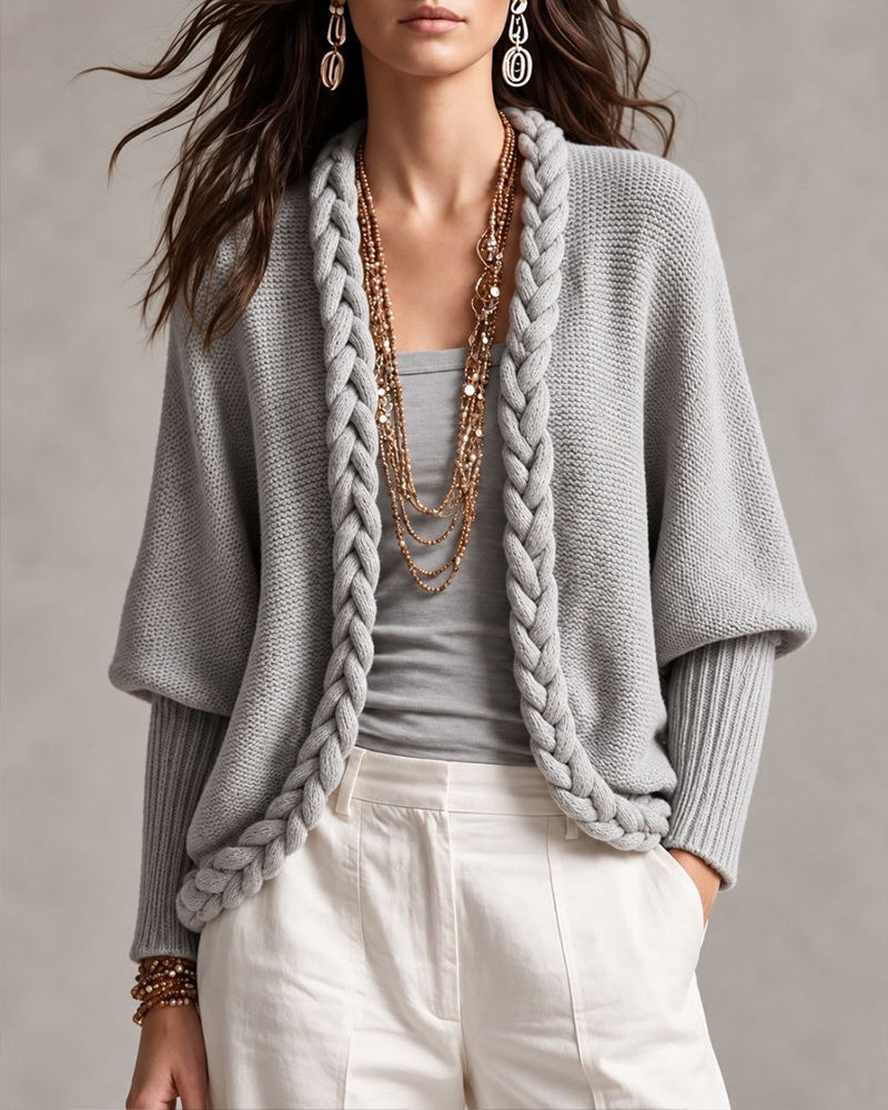 Cardigan Manche Lanterne Tricot Torsadé Pull