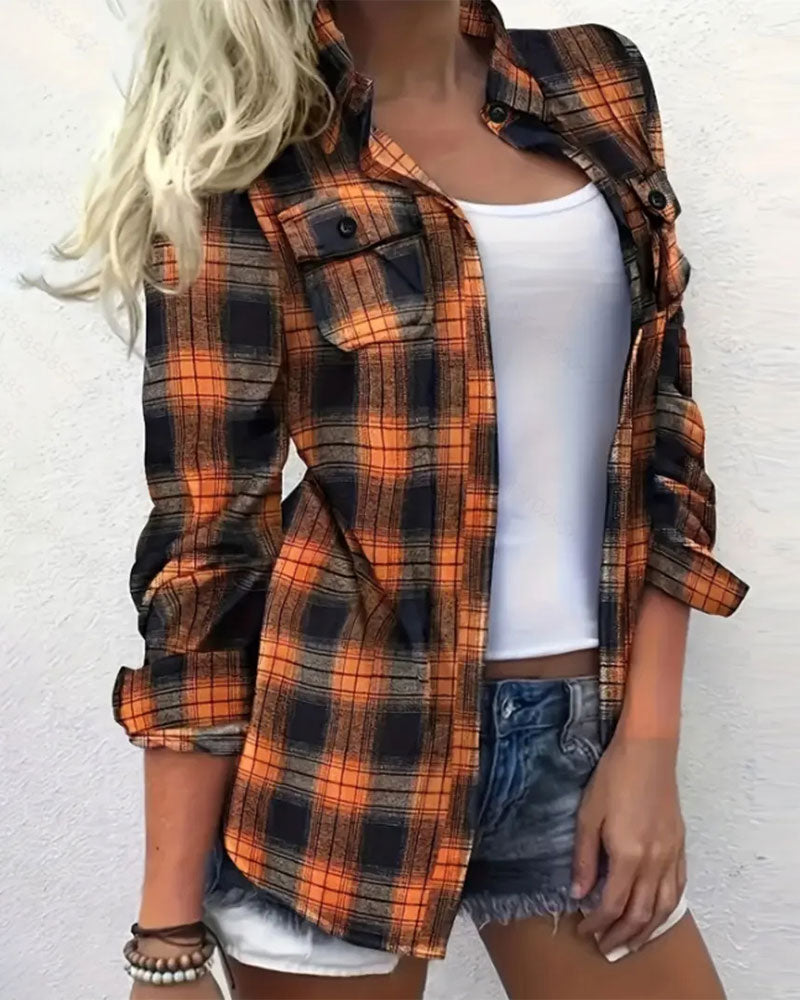 Blouse Casual Écossais Chemise