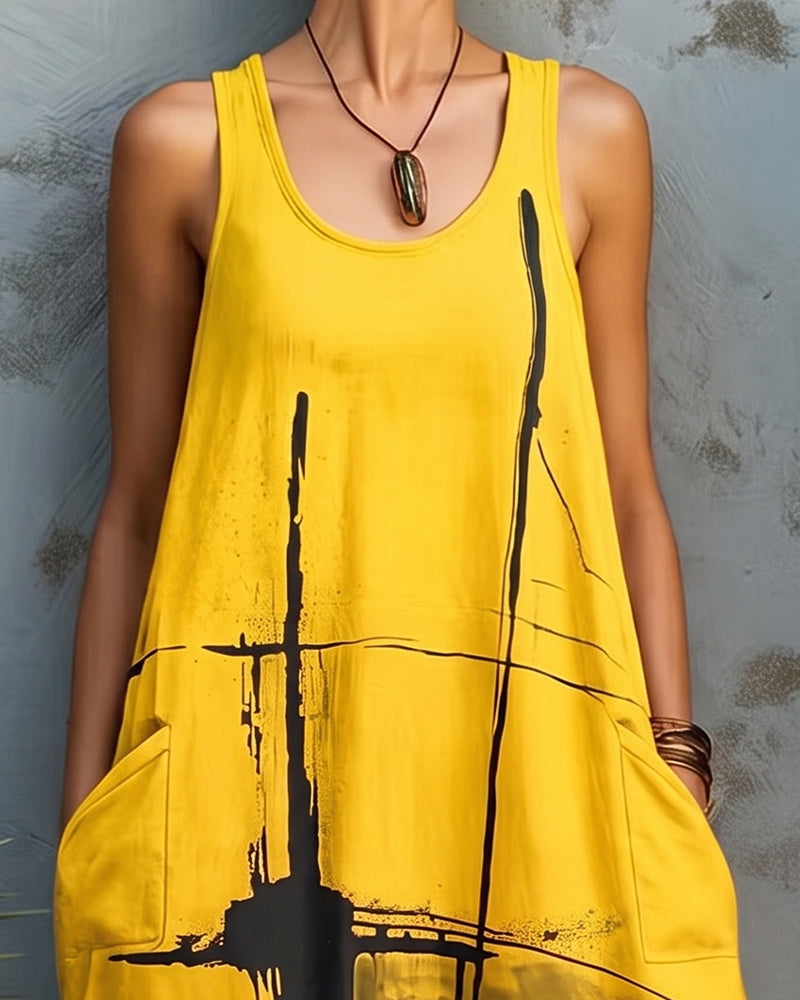 Robe Décontractée Imprimée Sans Manches Longue