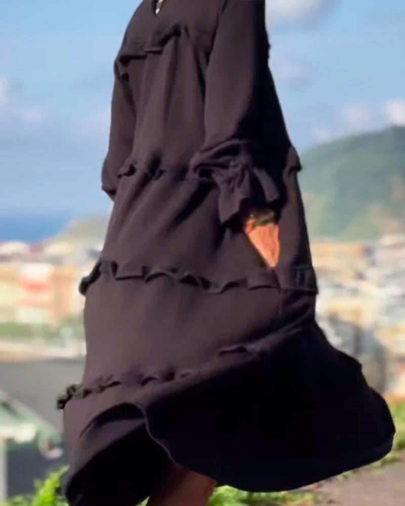 Robe décontractée de style doux de couleur unie