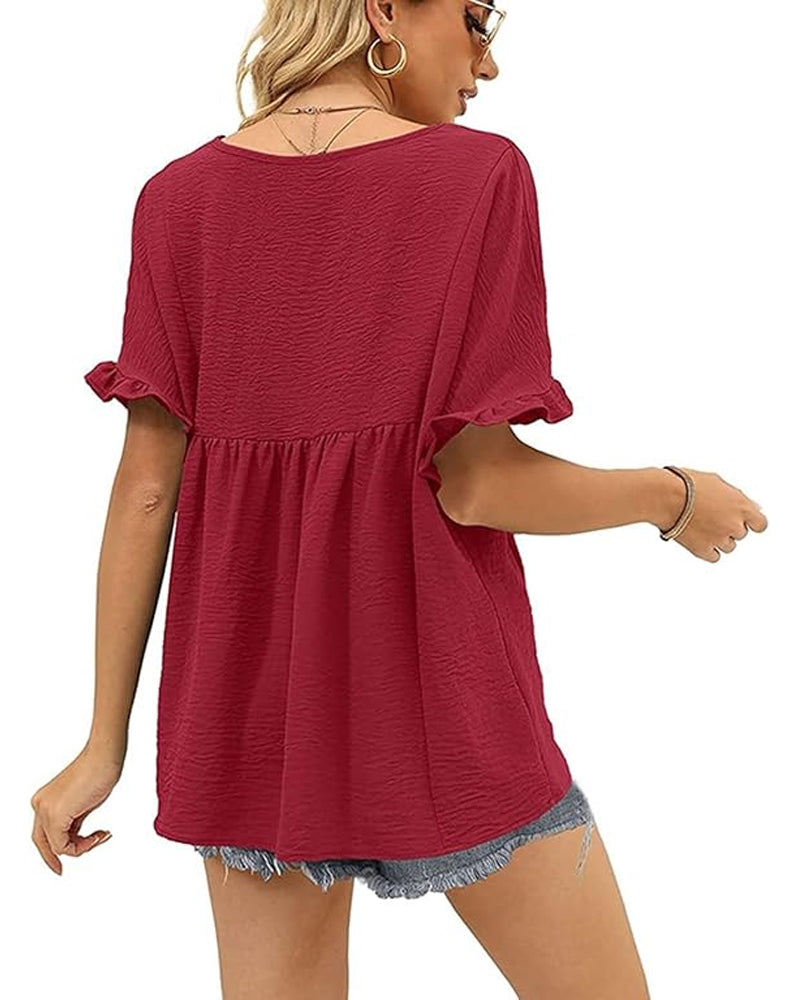 Blouse Décontractée Volant Coupe Loose