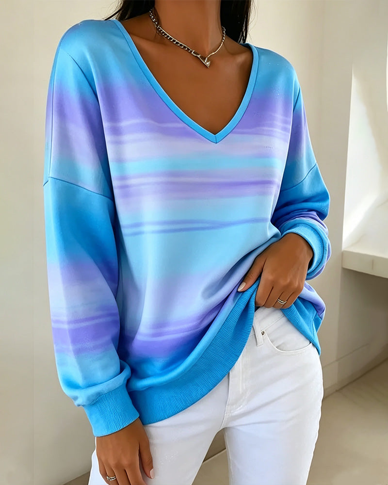 Sweatshirts Col V Manche Longue Ombre