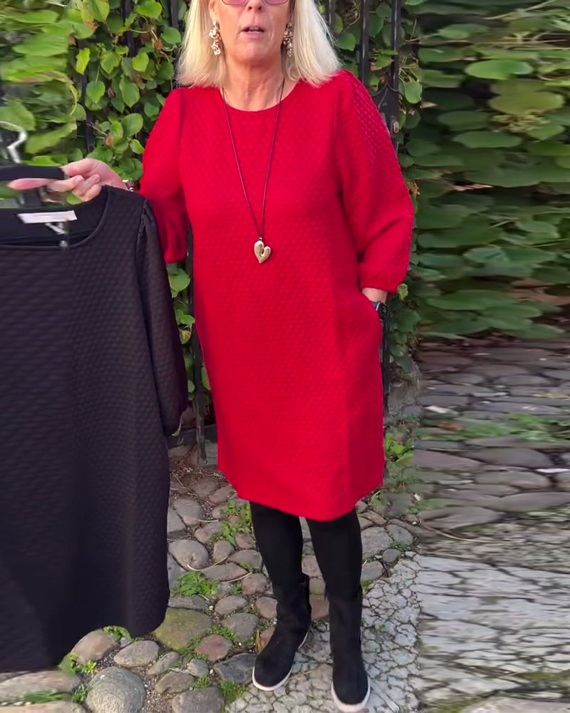 Robe décontractée de couleur unie à col rond