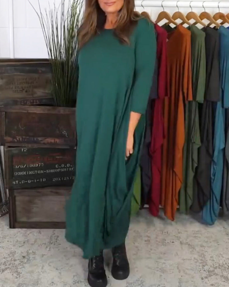 Robe décontractée simple de couleur unie