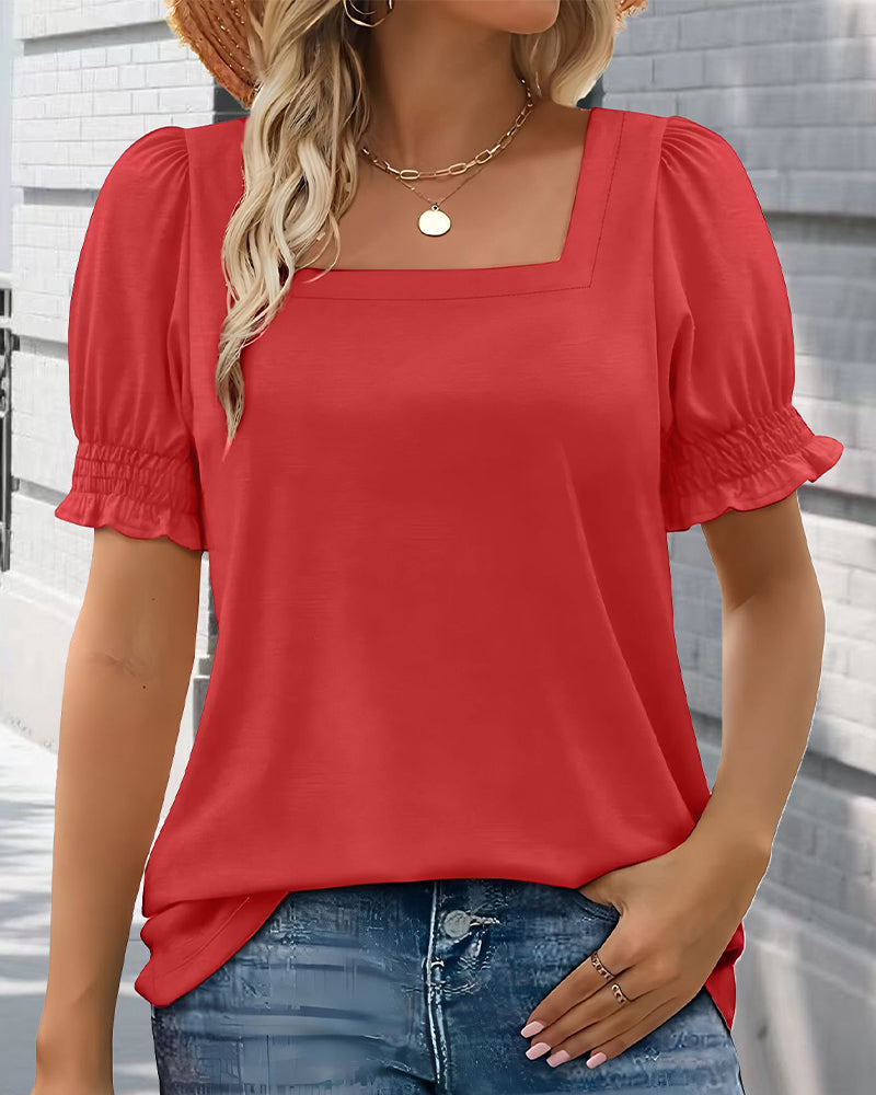 T-Shirt Uni Manches Bouffantes
