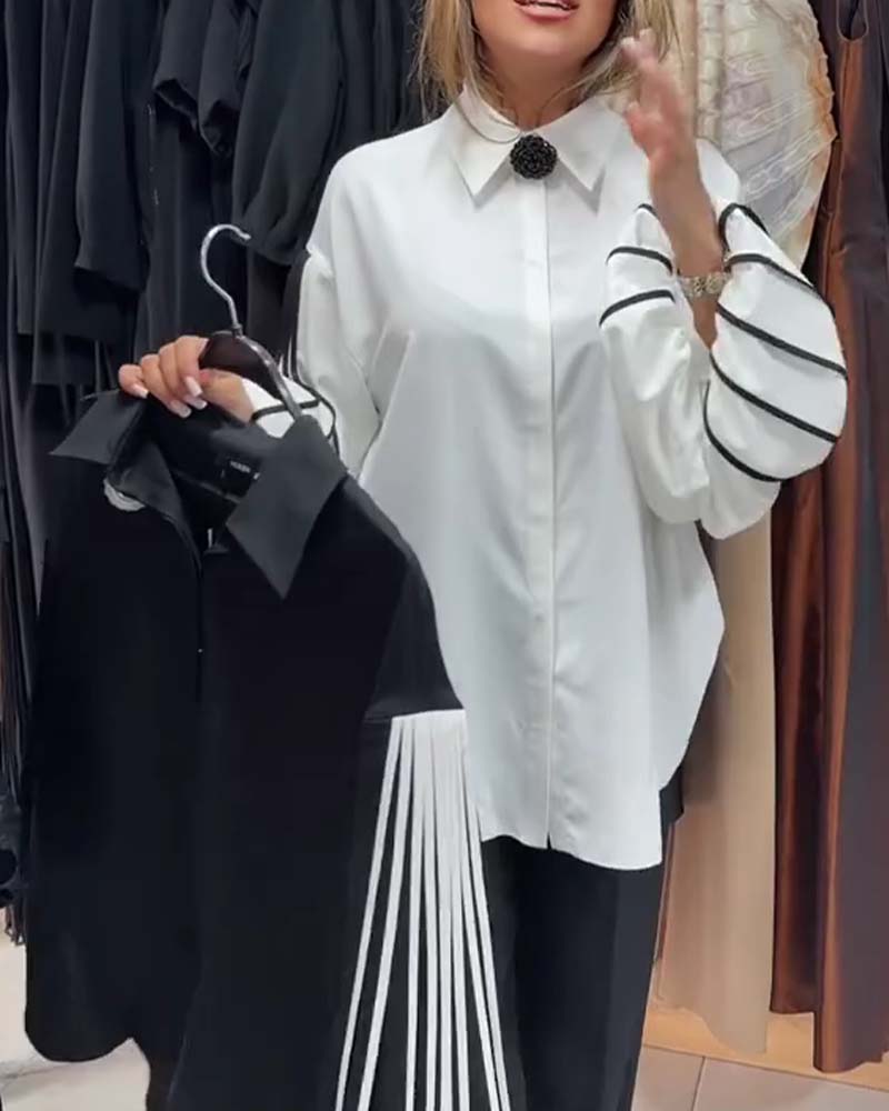 Chemise Contraste Ligne Manche Longue