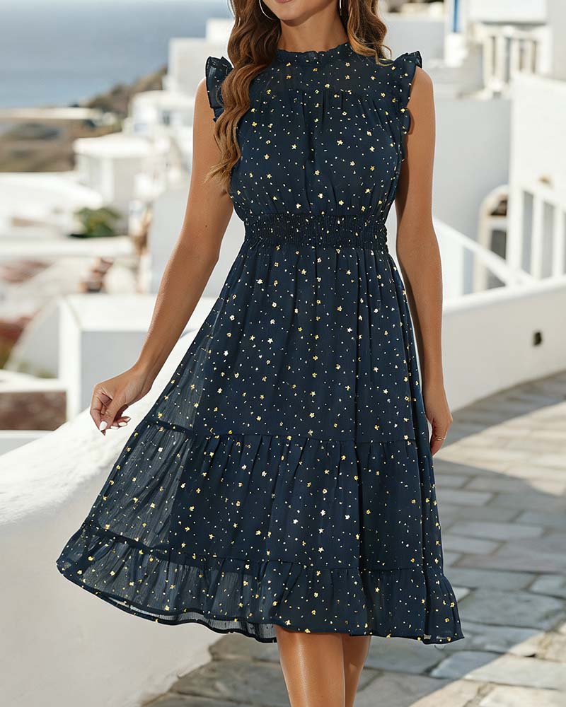 Robe Volant Sans Manches Flounce