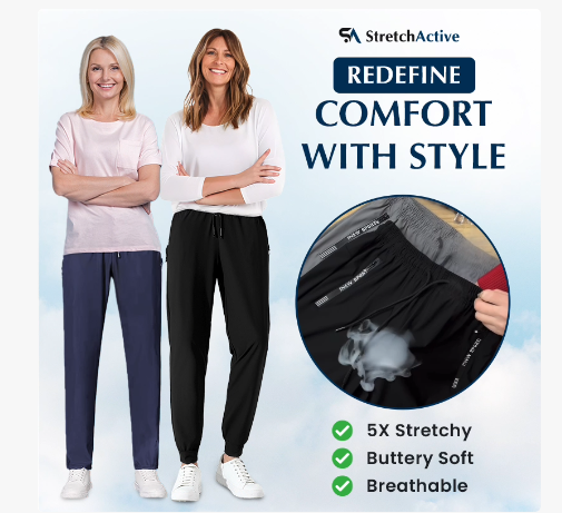 StretchActive - Pantalon Femme Ultra Élasticité Soie Glacée Confort Décontracté
