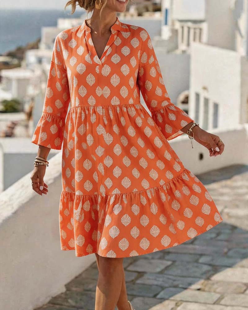 Robe Col V Imprimé
