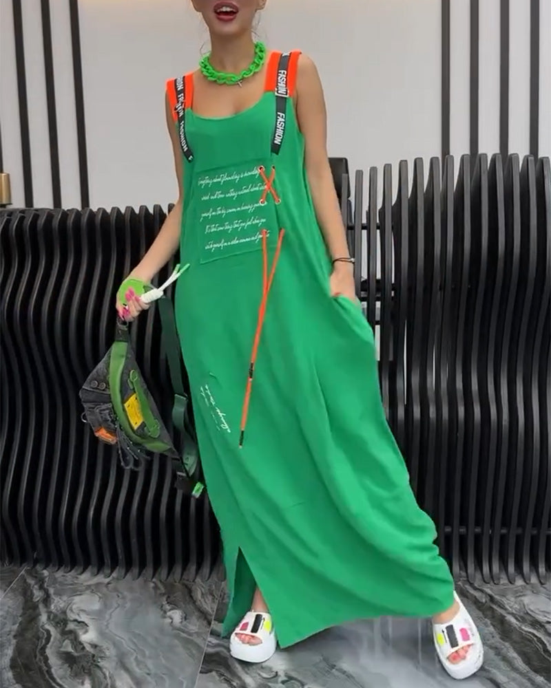 Robe Sans Manches Imprimé Lettre Personnalisé