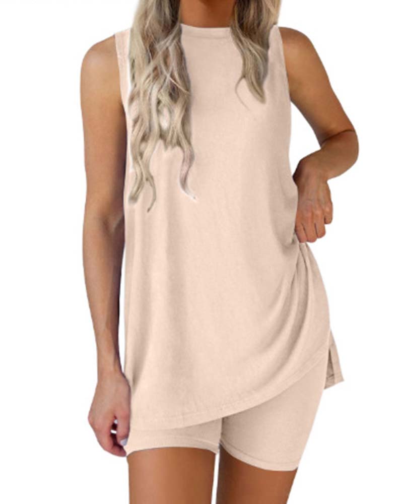 Ensemble Haut Sans Manches Et Short Uni
