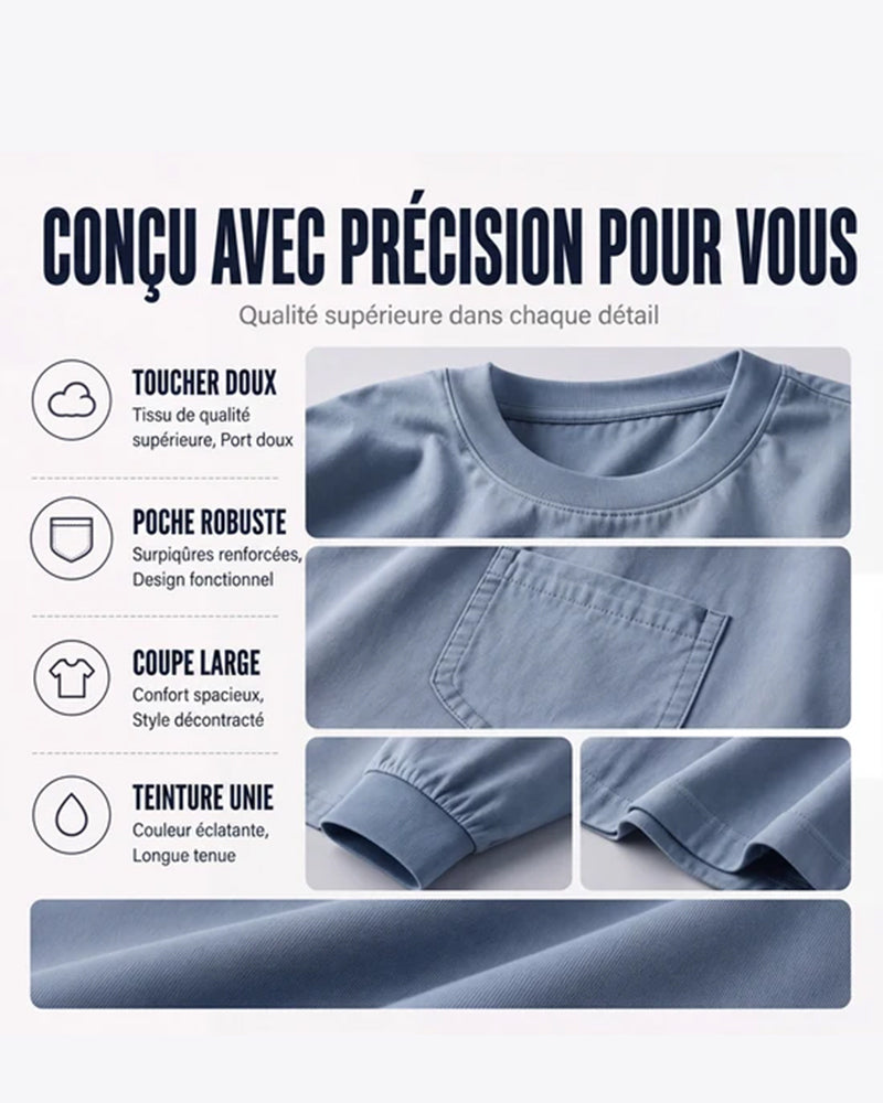 T-Shirt Homme Col Rond Poche Uni