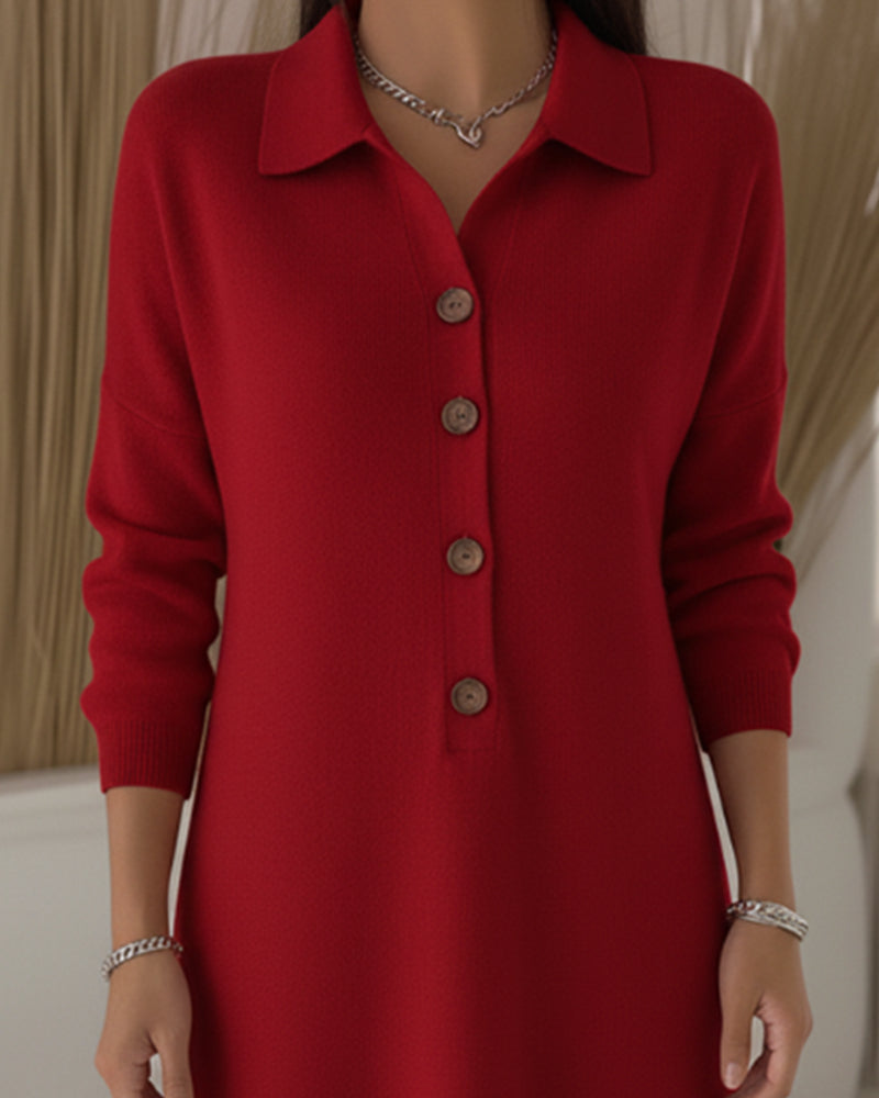 Robe À Revers Boutonnée Et Élégante