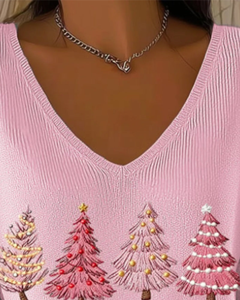 Pull À Col En V À Manches Longues