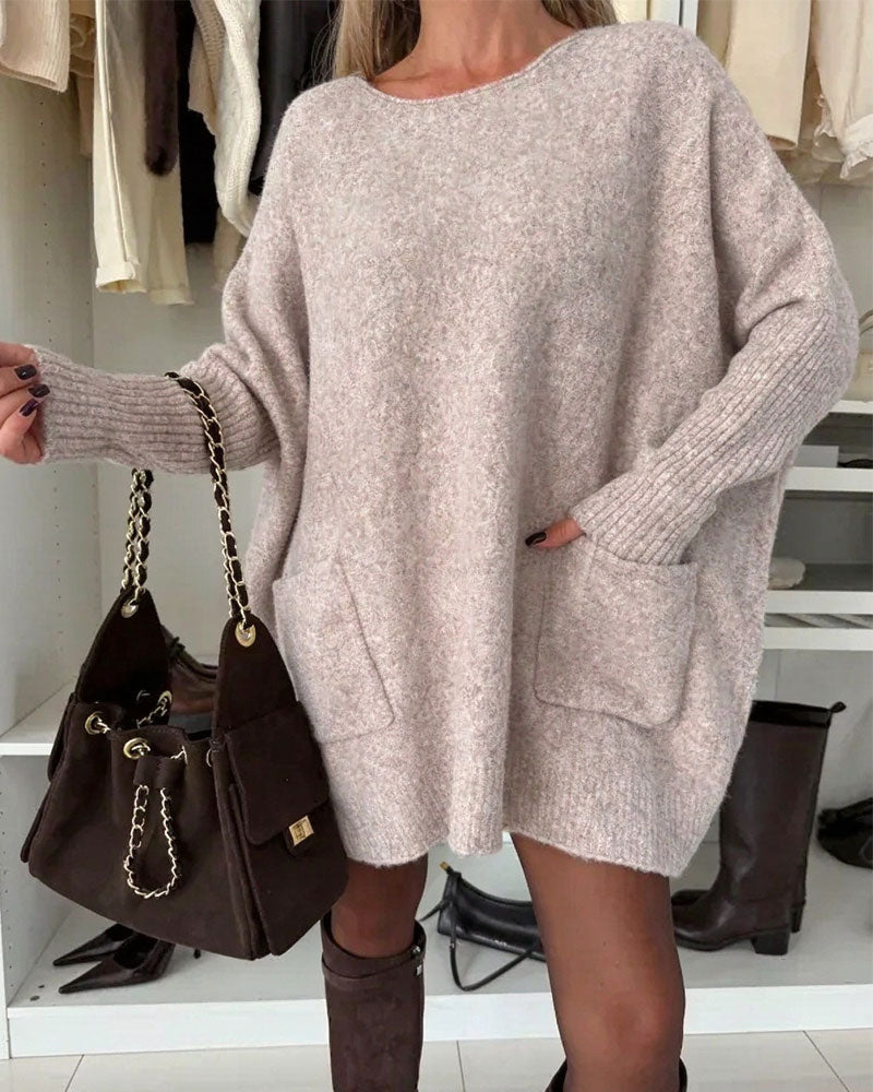 Pull Col Rond Pull Poche Loose