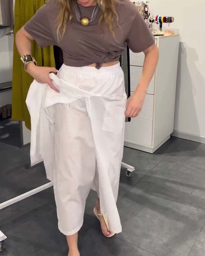 Pantalon Décontracté Style Tablier Cheville