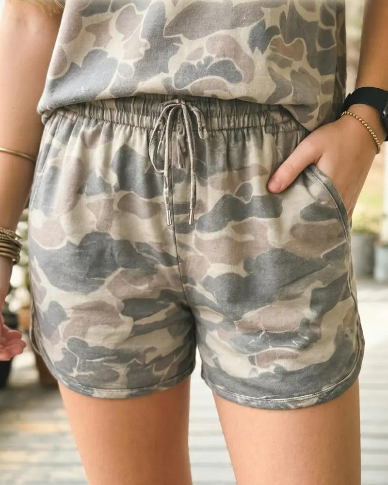 Ensemble Col Rond Camo T-Shirt Et Short
