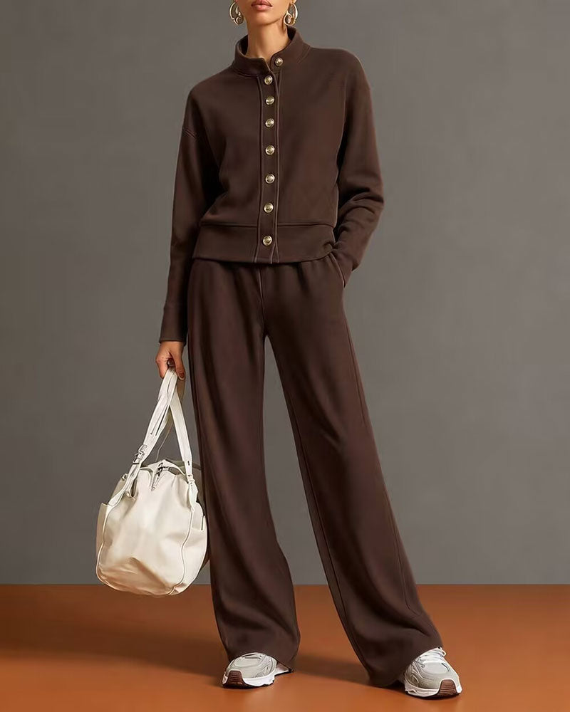 Ensemble Sweat À Capuche Bouton Pression Et Pantalon De Jogging