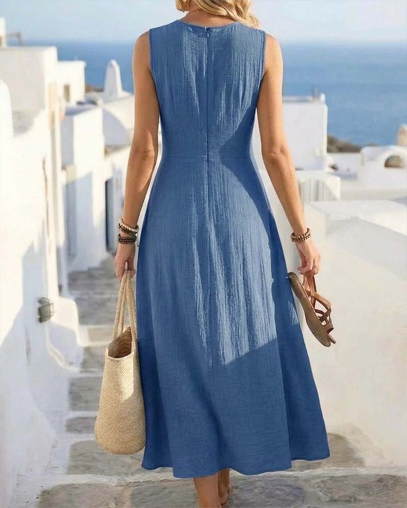 Robe Croisement Taille Sans Manches