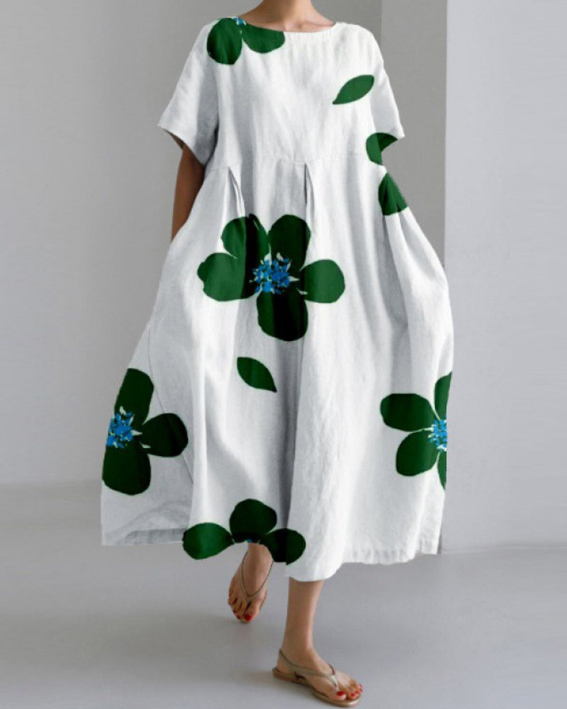 Robe ample imprimée à manches courtes