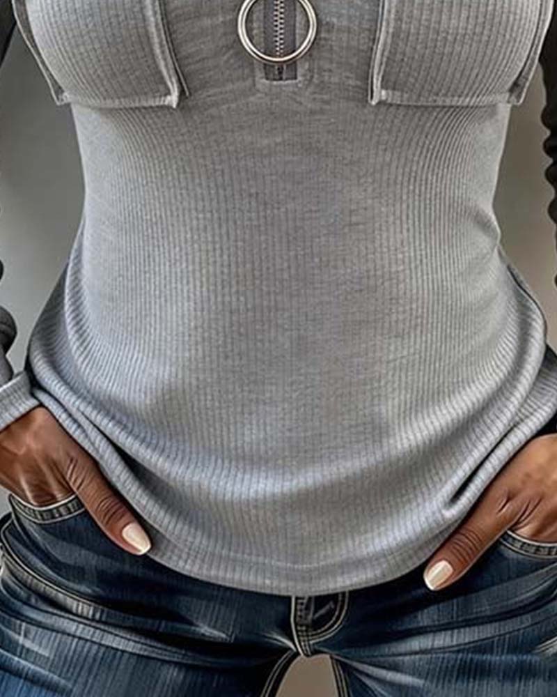 Blouse Fermeture Éclair Capuche Ajustée
