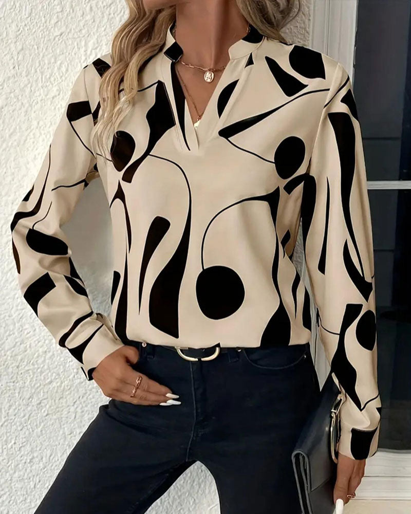 Blouse Abstrait Géométrique Imprimé