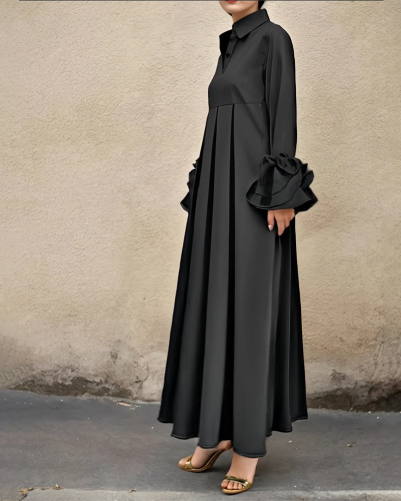 Robe Mode Col Chemise Évasé