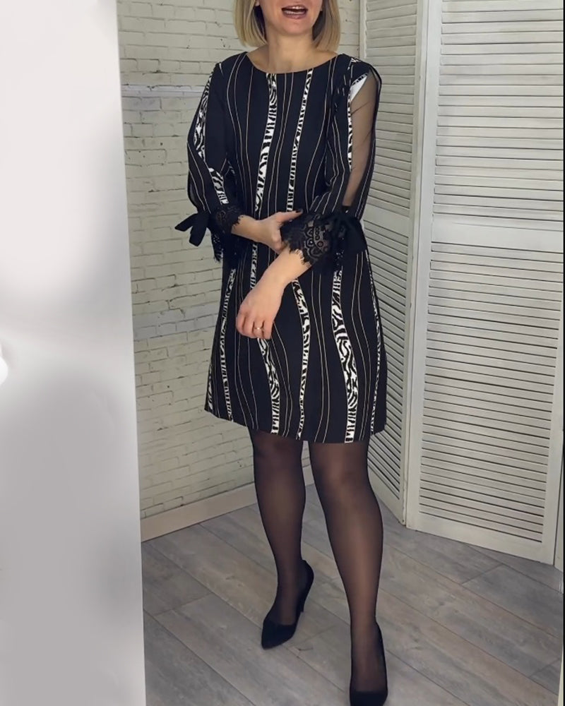 Robe mi-longue à rayures