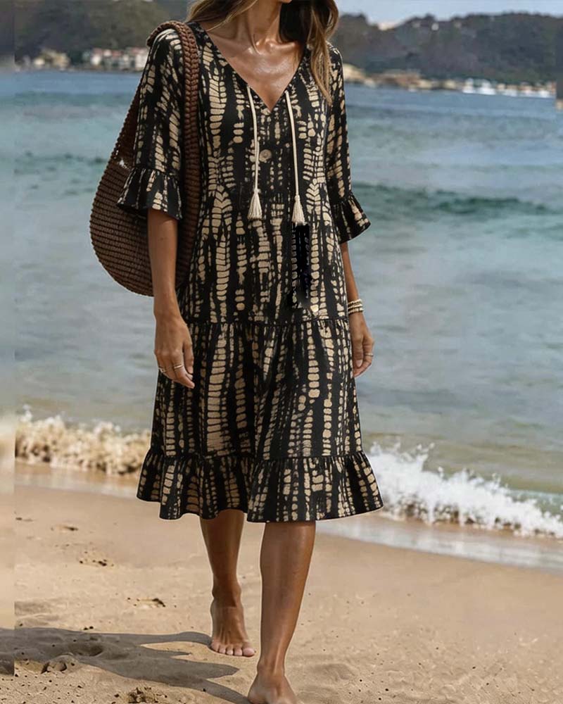 Robe Décontractée Col V Imprimée