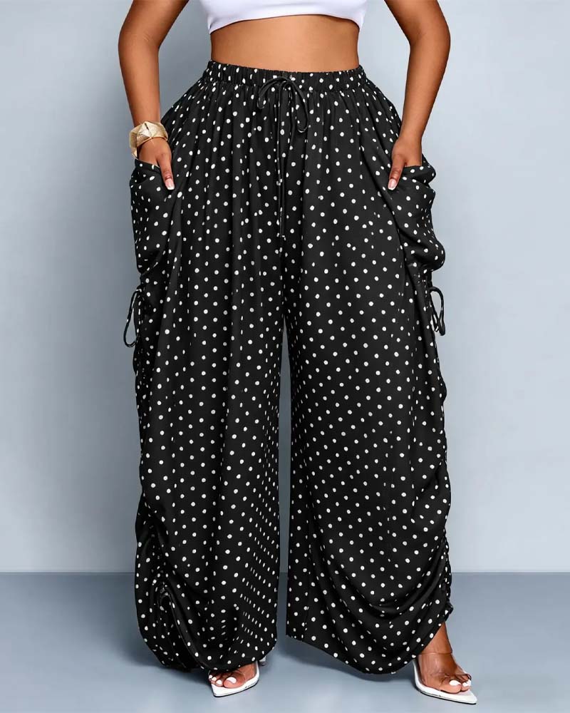 Pantalon Petit Pois Large Jambe Lounge