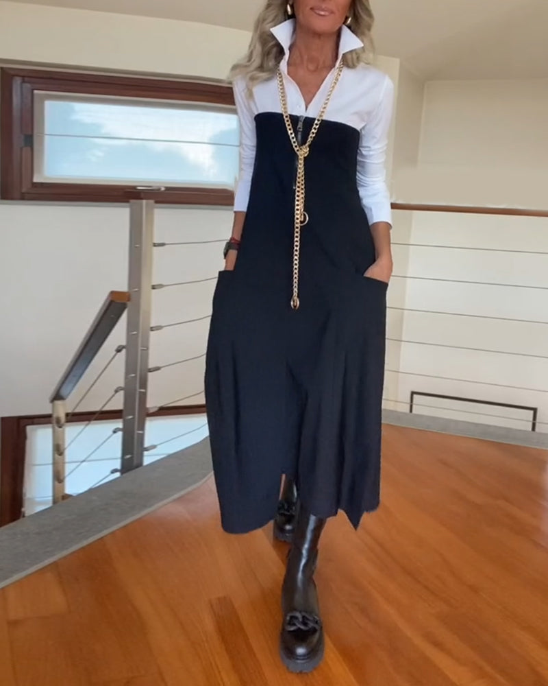 Jupe à poches zippées de couleur unie à la mode