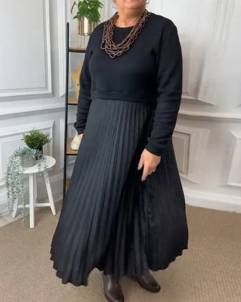 Robe élégante en patchwork avec encolure ronde